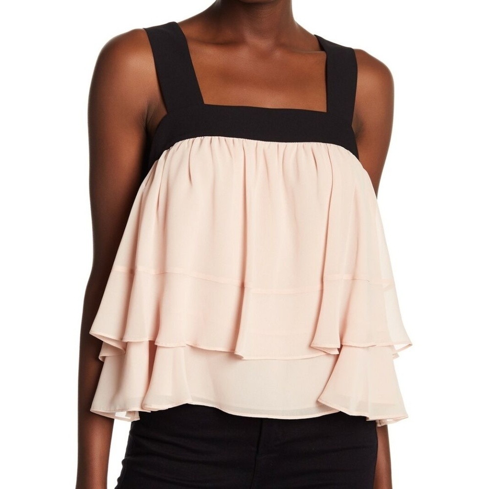BCBGMaxAzria Tiered Chiffon Ruffle Tank